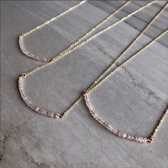 Handmade Crystal Bar, 14k Gold Boho Necklace - Picture 4 of 5